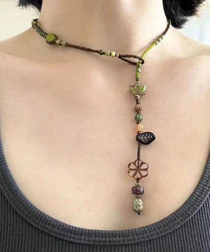 Handmade Colorblock Weaving Beading Gratuated Bead Necklace