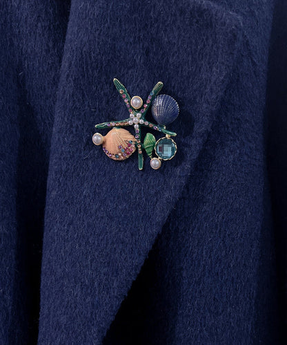 Green Zircon Pearl Shell Starfish Brooches