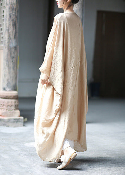 Khaki Cotton Long Cardigan Batwing Sleeve
