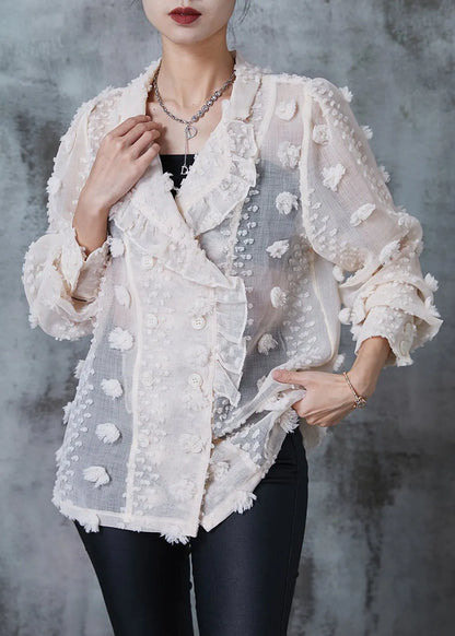 Apricot Ruffled Cotton Upf 50+ Coat Summer