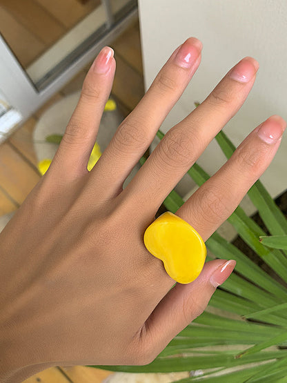 Geometric Heart Shape Color Rings Accessories