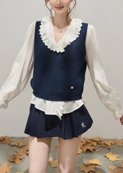 Classy Navy Thick Knit Vest Fall