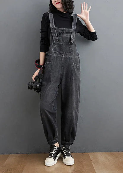 Simple Denim Black Pants Unique Spring Jumpsuit Pants
