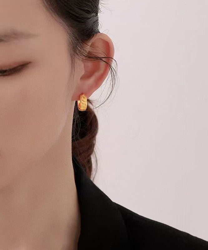 Fine Gold Copper Alloy Fish Scale Hoop Earrings