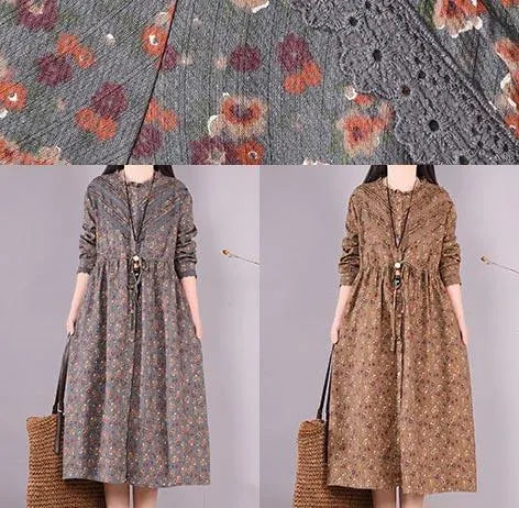 Unique Chocolate Print Wardrobes O Neck Patchwork Maxi Spring Dress