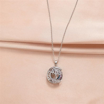 Celestial Crystal Tree of Life Moon Necklace