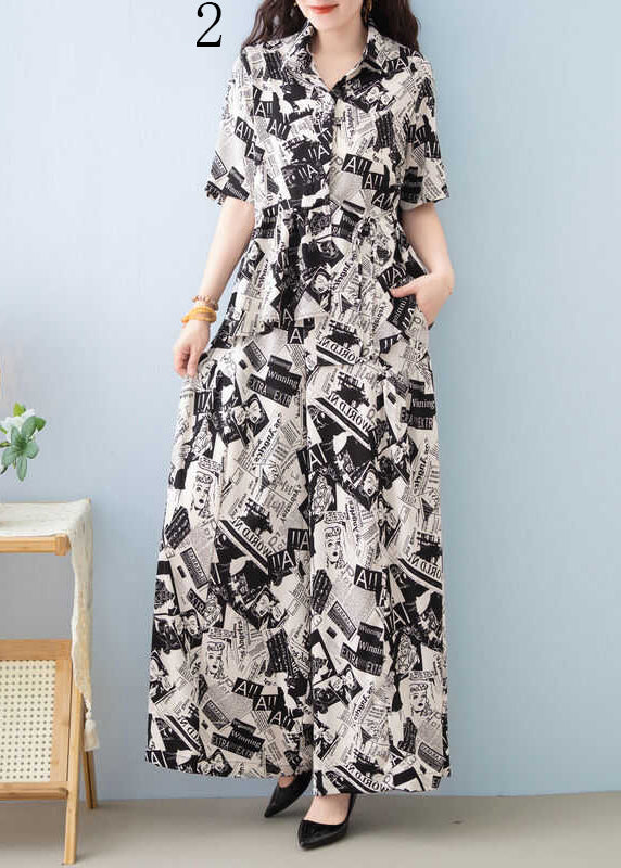 Asymmetrical Print Cotton Two Piece Set Clothing Summer