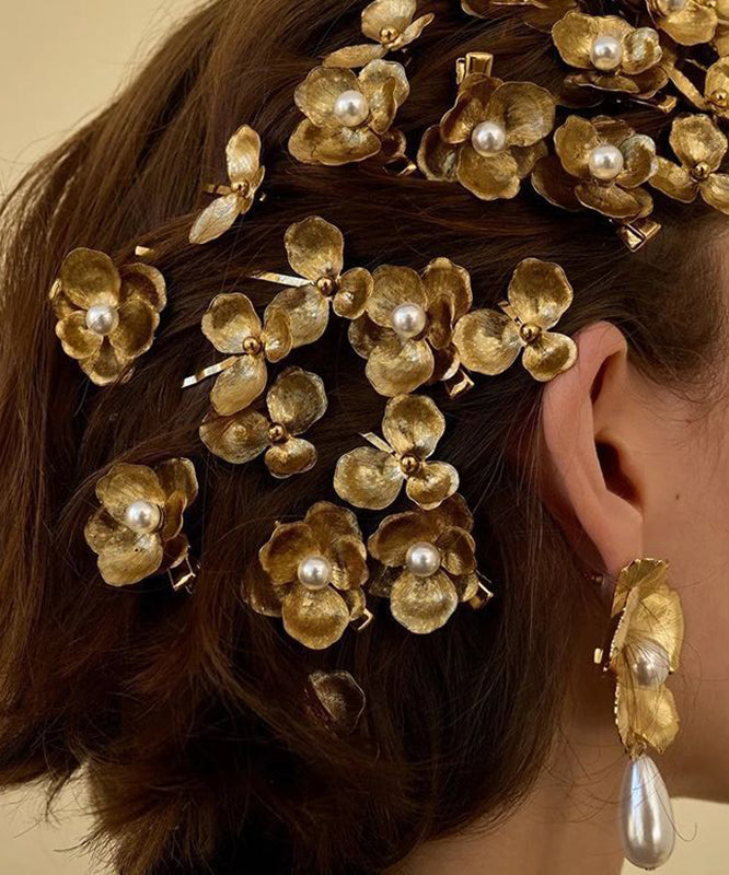 Yellow Alloy Pearl Four Sets Hairpin