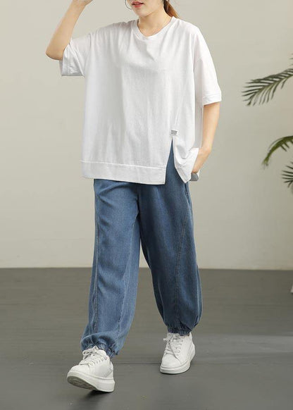 Diy White O-neck Cotton Summer T Shirts