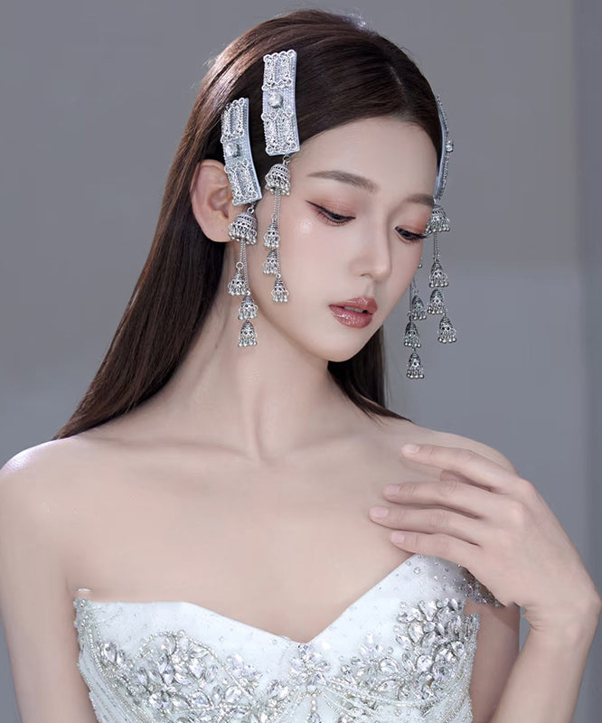 Chinese Style Silk Alloy Zircon Bell Tassel Hairpin