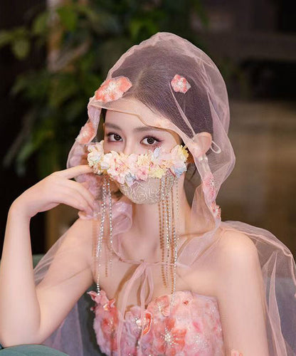 Unique Rainbow Tulle Zircon Tassel Veil