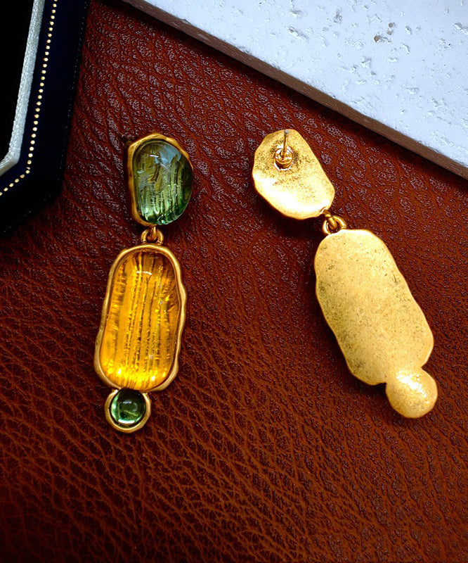 Yellow Sterling Silver Alloy Resin Drop Earrings