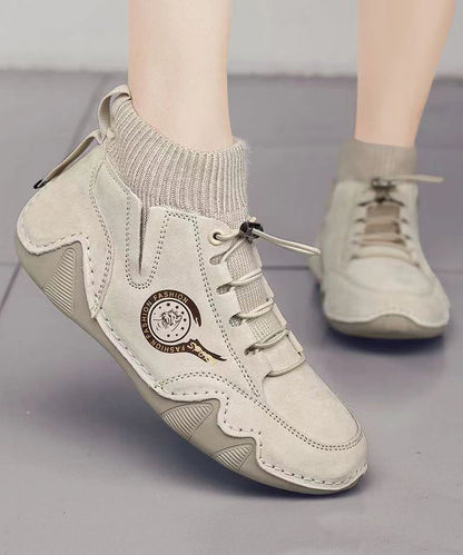 Italian Genuine Leather High Top Flats Shoes
