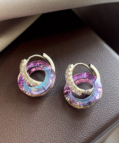 New Colorful Crystal Zircon Circle Earrings