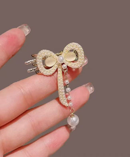 Chinese Style Gold Copper Alloy Pearl Butterfly Tassel Hairpin