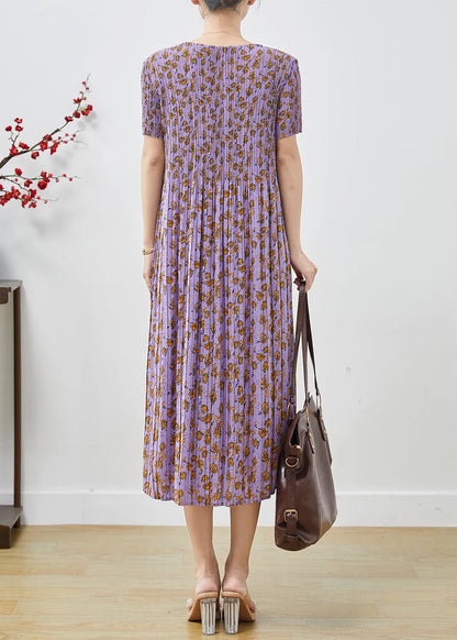 Lavender Oversized Print Chiffon Party Dress Summer