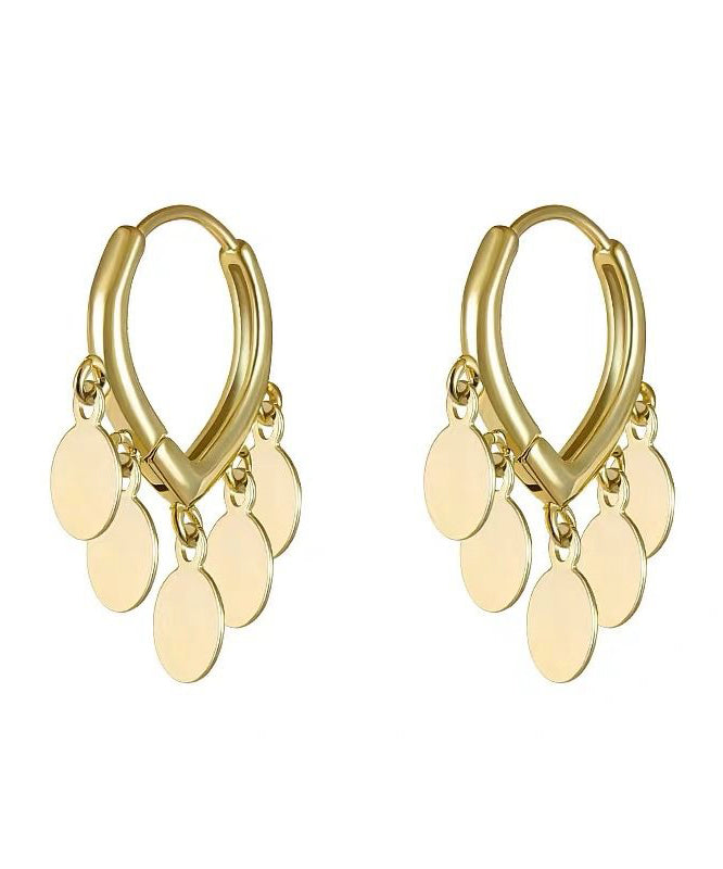 Gold Alloy Love Sequins Tassel Hoop Earrings