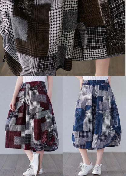 Diy Chocolate Plaid Lantern Pants Summer Cotton Linen