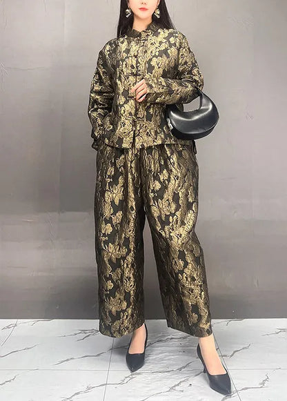 Mulberry Tops and Pants Cotton Two Pieces Set Fall