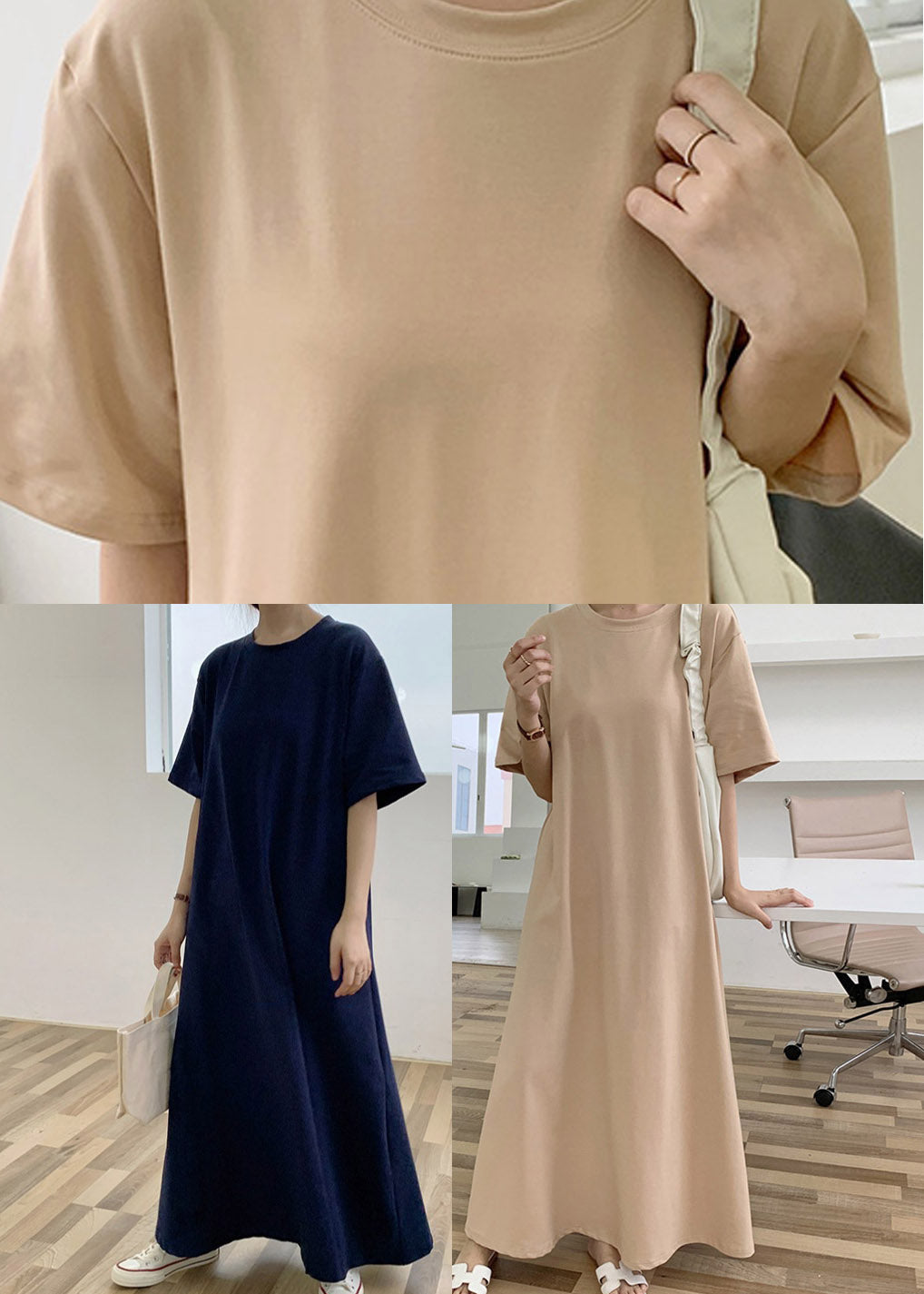 Classy Blue Cotton Long Dresses Summer