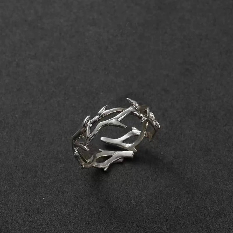Rebel Spikes Creeper Crimson Gem Gothic Ring