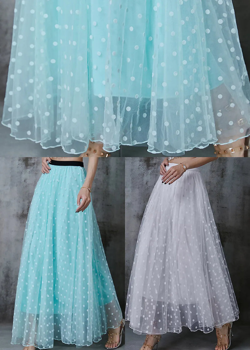 White Print Exra Large Hem Tulle Skirts Summer