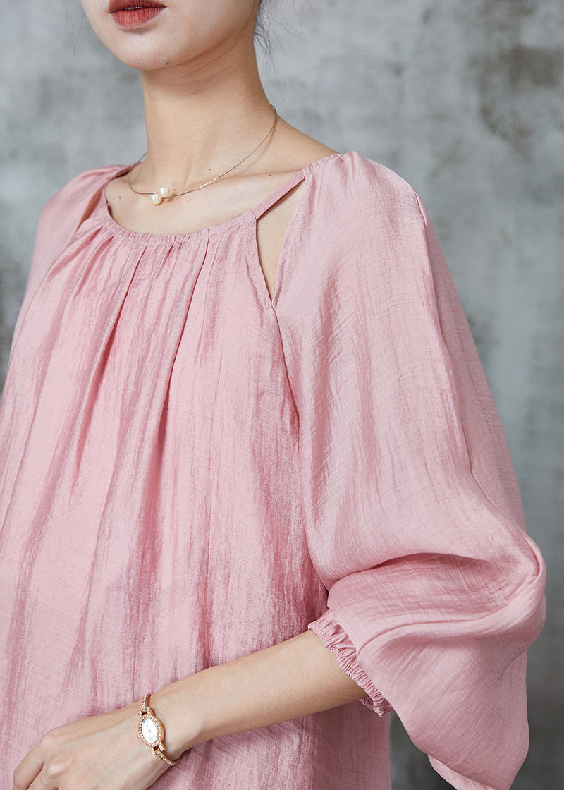 Diy Pink Hollow Out Linen Silk 2 Piece Outfit Summer