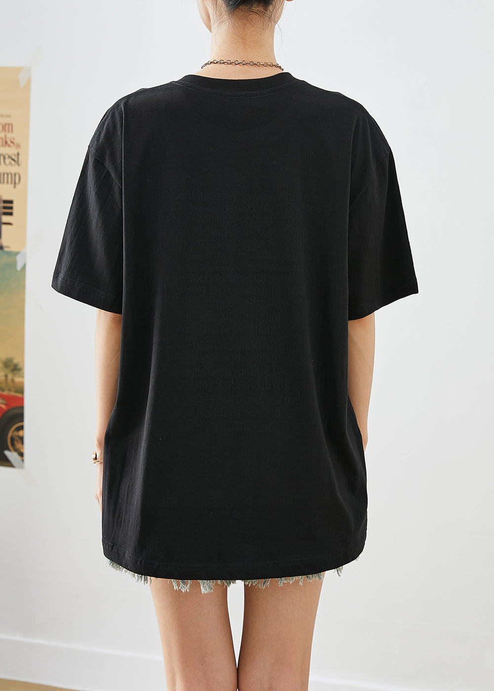 Black Oversized Letter Print Cotton Tanks Summer