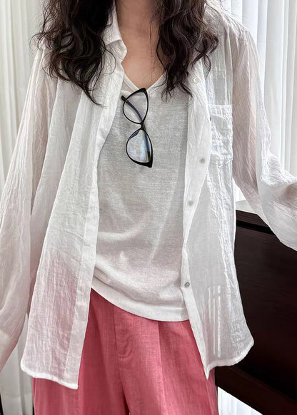 White Patchwork Peter Pan Collar Lantern Sleeve