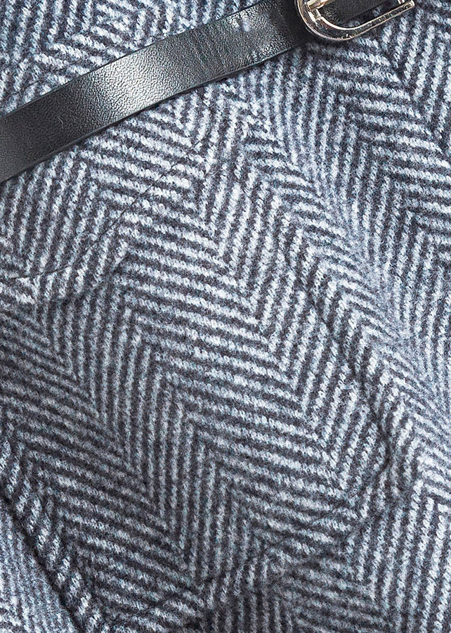 Natural Dark Grey High Waist Woolen a Line Skirts Spring