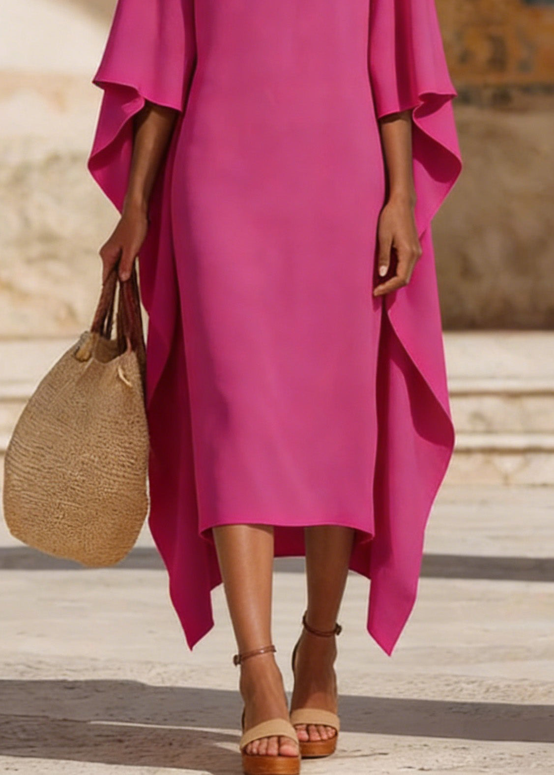 Rose Asymmetrical Design Holiday Maxi Dress Spring