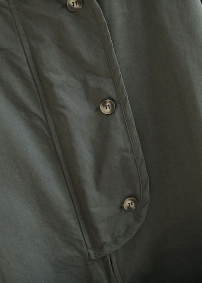Army Green Zip Up Pockets Cotton Coat Spring