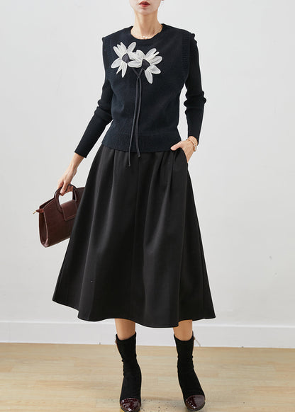 Black Silm Fit Three Piece Suit Set Winter