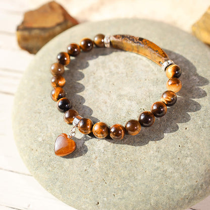 Natural Quartz Love Heart Healing Beads Bracelet 8mm