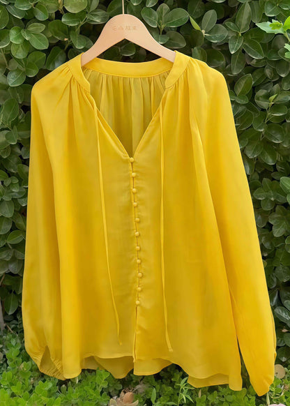 Yellow Oversized Cotton Upf 50+shirt Fall
