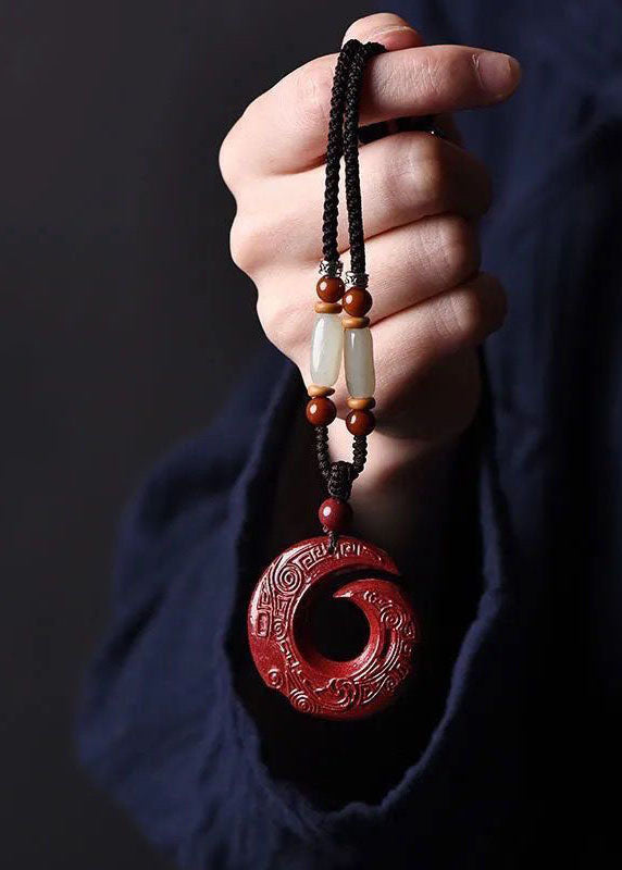 Red Jade Cinnabar Pendant Necklace