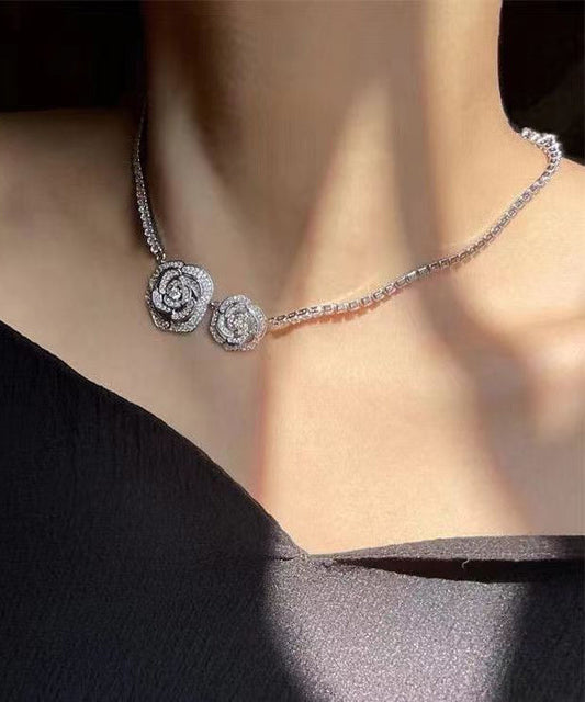 Retro Silk Sterling Silver Zircon Princess Necklace
