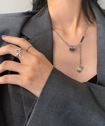 Silk Sterling Silver Stainless Steel Abacus Pendant Necklace