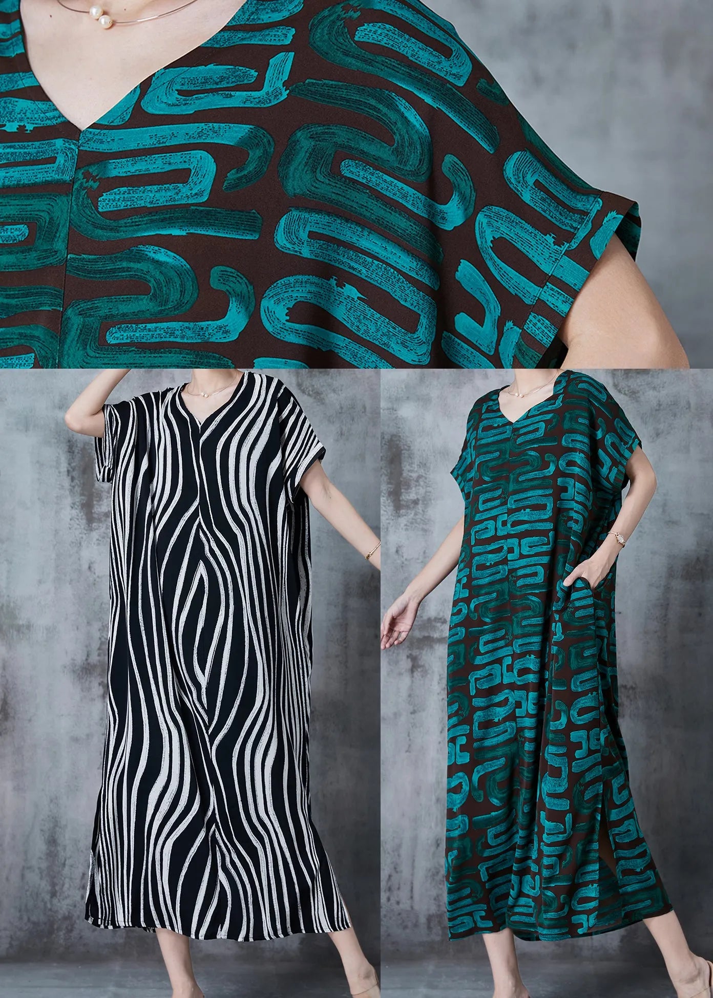 Black Oversized Striped Chiffon Dress Summer
