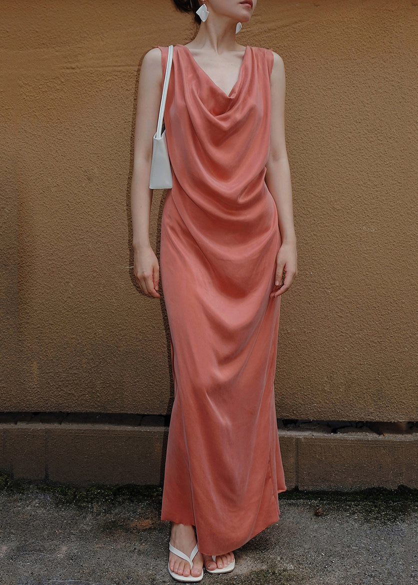 Watermelon Red Neck Long Dress Sleeveless