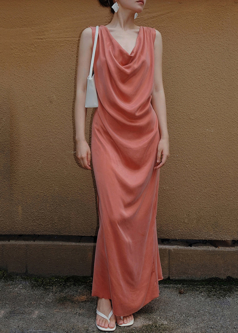 Watermelon Red Neck Long Dress Sleeveless