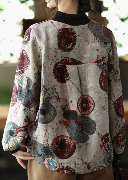 Grey Stand Collar Low High Design Sweatshirts Tops Spring