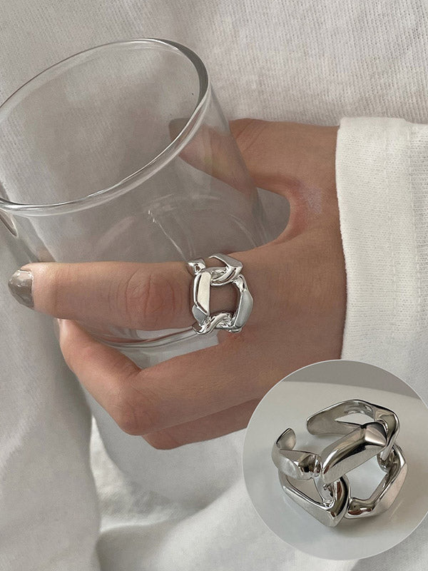 Geometric Chain Shape Color Rings Accessories