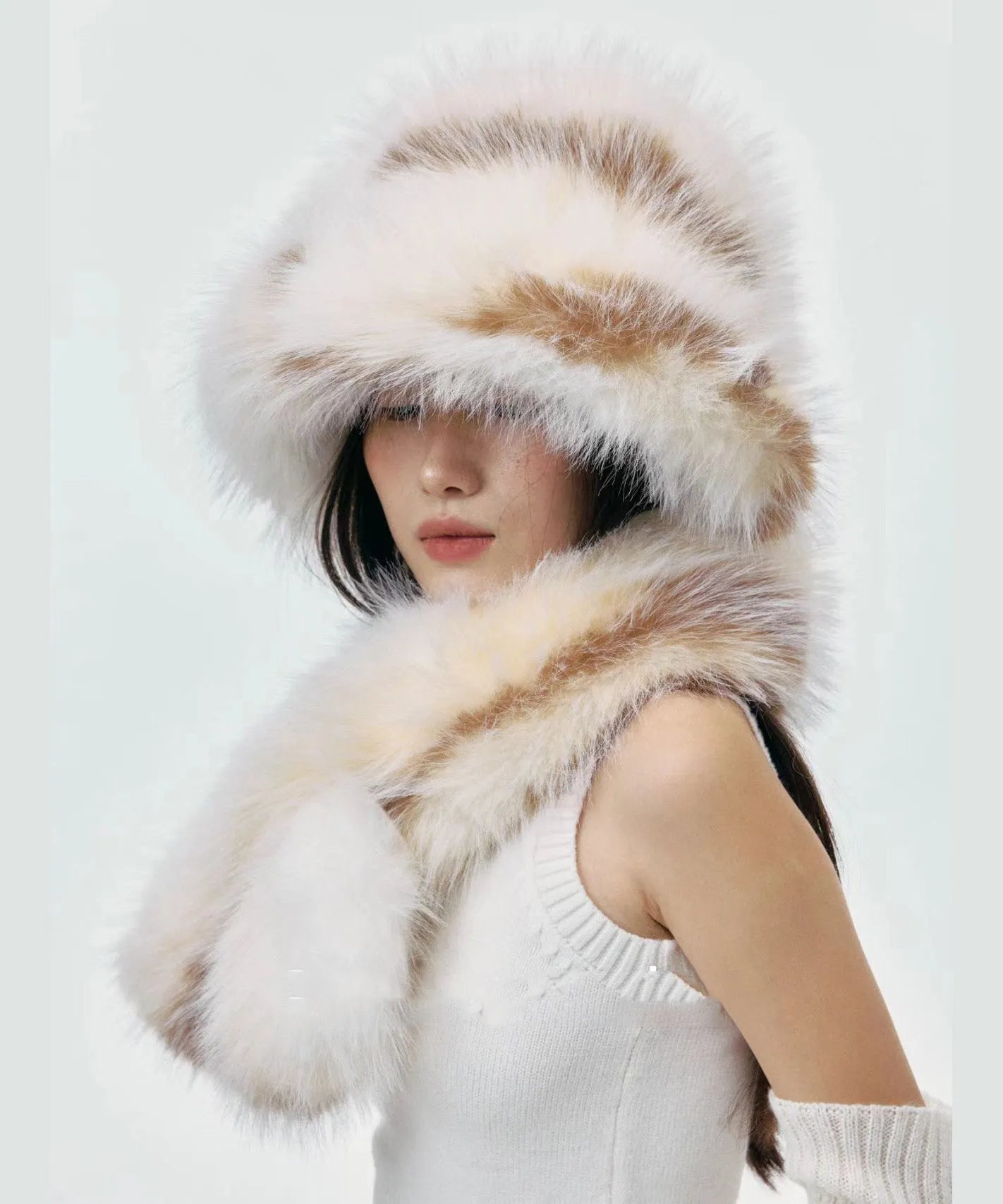 Thick Fuzzy Fur Fluffy Hat and Scarf Two Piece Set