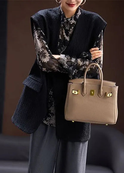Black V Neck Chinese Button Cotton Waistcoat Sleeveless