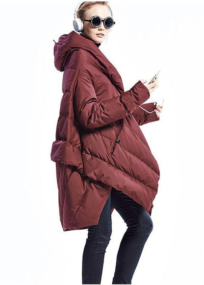 Black Cloak Asymmetrical Design Thick Winter Duck Down Coat
