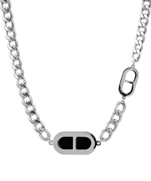 Black Stainless Steel Pig Nose Necklace