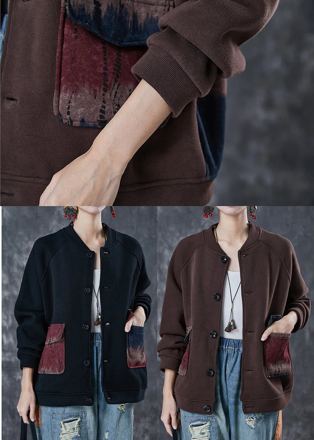 Black Oversized Warm Fleece Jackets Winter