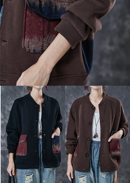 Black Oversized Warm Fleece Jackets Winter