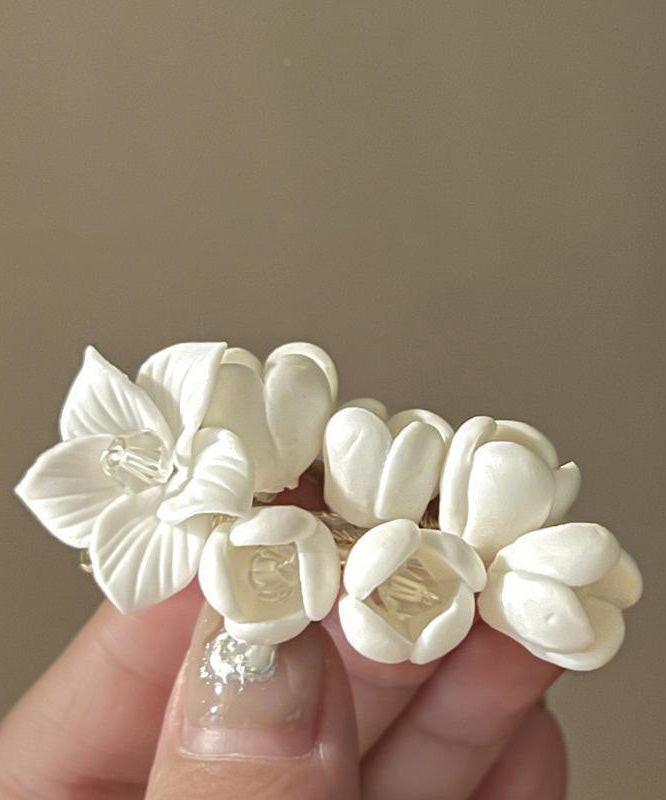 Classy White Alloy Crystal Hairpin